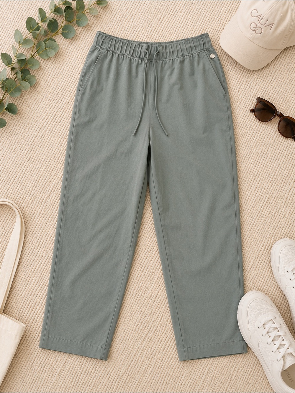 CALIA Carrie Underwood Sage Green Cropped Wide Leg Pants Small
